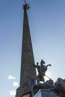 Moscow, Russia - 07.21.2021 -Shot of the monument on the Victory square located on the Kutuzovskiy Avenue. History photo