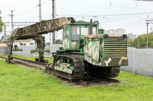 Shot of the vintage old construction trains. transport photo