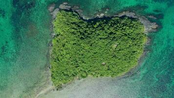 antenne visie van een klein paradijs eiland. video