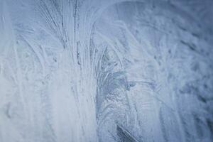 Close up shot of the frosted window. Background photo