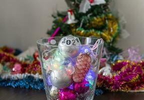 Close up shot of new year decorations. New year changing numbers. Holiday photo