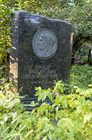 Moscow, Russia - 08.06.2023 - Memorial to the famous russian artist Fedor Fedorovskiy at novodevichy cemetery. History photo