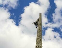 Moscow, Russia - 07.21.2021 -Shot of the monument on the Victory square located on the Kutuzovskiy Avenue. History photo