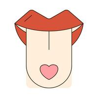 groovy retro lip icon Retro cartoon Valentines day element in trendy retro 60s 70s style. Vector illustration.