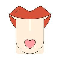 groovy retro lip icon Retro cartoon Valentines day element in trendy retro 60s 70s style. Vector illustration.