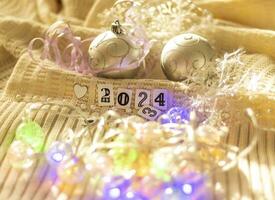Close up shot of new year decorations. New year changing numbers, Holiday photo