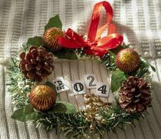 Close up shot of new year decorations. New year changing numbers. Holiday photo