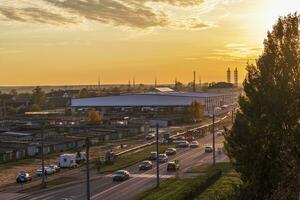 Shot of the street during sunset hour. Urban photo