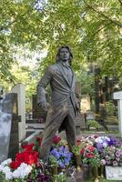 Moscow, Russia - 08.06.2023 - Memorial to the famous soviet russian opera singer Dmitriy Khvorostovskiy at novodevichy cemetery. History photo