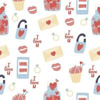 Seamless pattern Valentine's Day. Elements on a white background. Love. vector