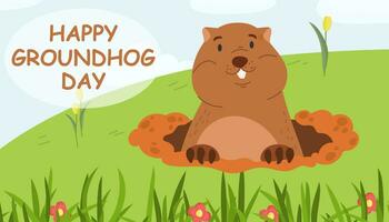 Happy Groundhog Day vector illustration.