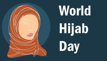 World Hijab Day. Flat design, poster. Flyer, poster design. Girl in hijab. For your design. vector