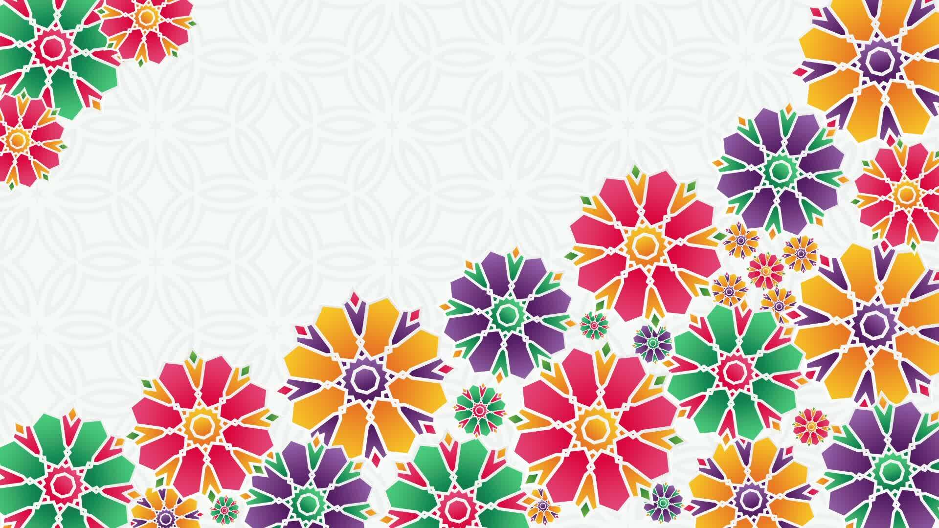 Alpona Mandala Colorful Floral Pattern Islamic Animation Background