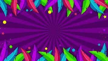 Brazilian Carnival Frame Background, Colorful Background with Leaf Stars video