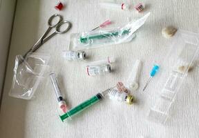 Shot of the syringes and medicine prepared for injection. Healthcare photo