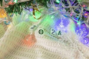 Close up shot of new year decorations. New year changing numbers. Holidays photo