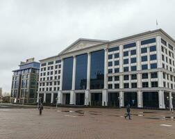 Minsk, Belarus - 12.27.2023 - Shot of the capital palace building. Landmark photo