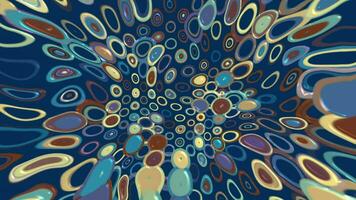 Trendy trippy 1970s retro pattern background animation with groovy colorful psychedelic circles and concentric circles. This vintage motion background is full HD and a seamless loop. video