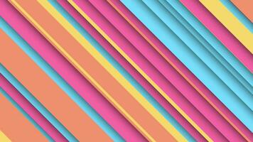 Trendy colorful striped pattern background with gently moving diagonal stripes in vibrant bright color tones. This simple abstract motion background animation is 4K and a seamless loop. video