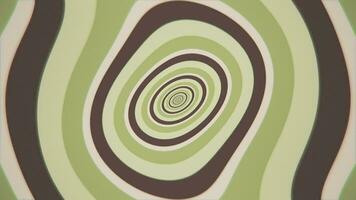 bunt retro 1970er Jahre verzogen Kreise Muster Hintergrund mit sanft ziehen um trippy Kreise im Jahrgang Farben. diese einfach Bewegung Hintergrund Animation ist voll hd und ein nahtlos Schleife. video