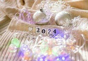 Close up shot of new year decorations. New year changing numbers, Holiday photo