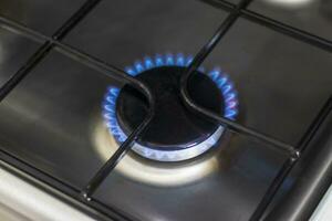 Close up shot of the gas burner from the gas cooker. Household photo