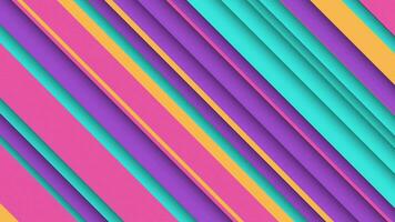 Trendy colorful striped pattern background with gently moving diagonal stripes in vibrant color tones - purple, pink, yellow. This abstract motion background animation is 4K and a seamless loop. video
