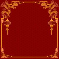 Chinese frame border for happy chinese new year 2024 year of the dragon zodiac sign vector