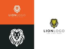 majestuoso león logos en monocromo y color vector