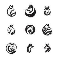 Enigmatic Fox Logos in Monochrome Array vector