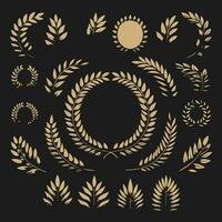 Golden Laurel Wreaths on Black Backdrop vector