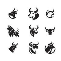 Stylized Bull Silhouettes Collection vector