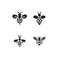 cuarteto de estilizado abeja íconos en monocromo vector