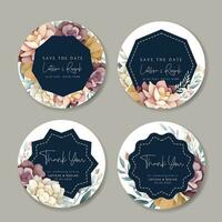 set of flower arrangements flower and leaves floral illustration for label collection vector