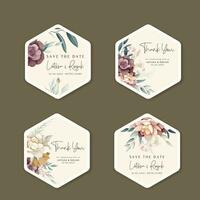 set of flower arrangements flower and leaves floral illustration for label collection vector