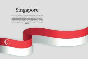 Ribbon flag of Singapore. Celebration background vector