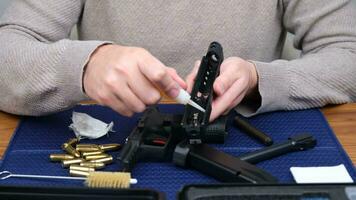 gun lubrication cleaning. High quality 4k footage video