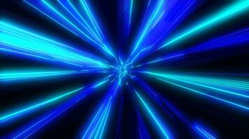 Energy hyper tunnel blue background with neon lights and stripes video