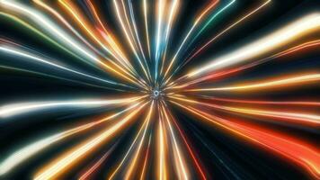 Energy hyper tunnel multicolour background with neon lights and stripes video