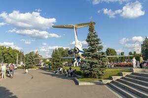 Moscow, Russia - 07.09.2023 - Visitors at Exhibition of Achievements of National Economy site, known as VDNKH. Landmark photo