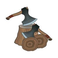 illustration of axe and wood vector