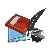 book with feather pen illustration vector