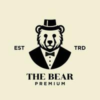 Bear Gentleman Vintage logo icon design vector