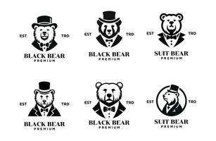 Bear Gentleman Vintage logo icon design vector