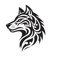 lobo tribal negro blanco moderno diseño vector