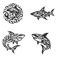 tiburón tribal logo icono diseño ilustración vector