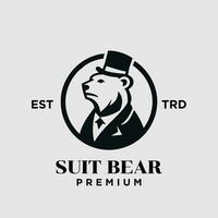 Bear Gentleman Vintage logo icon design vector