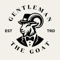 Goat Gentleman Vintage logo icon design vector