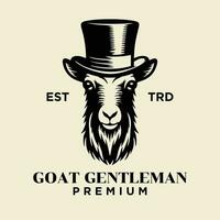 Goat Gentleman Vintage logo icon design vector