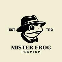 Frog Gentleman Vintage logo icon design vector